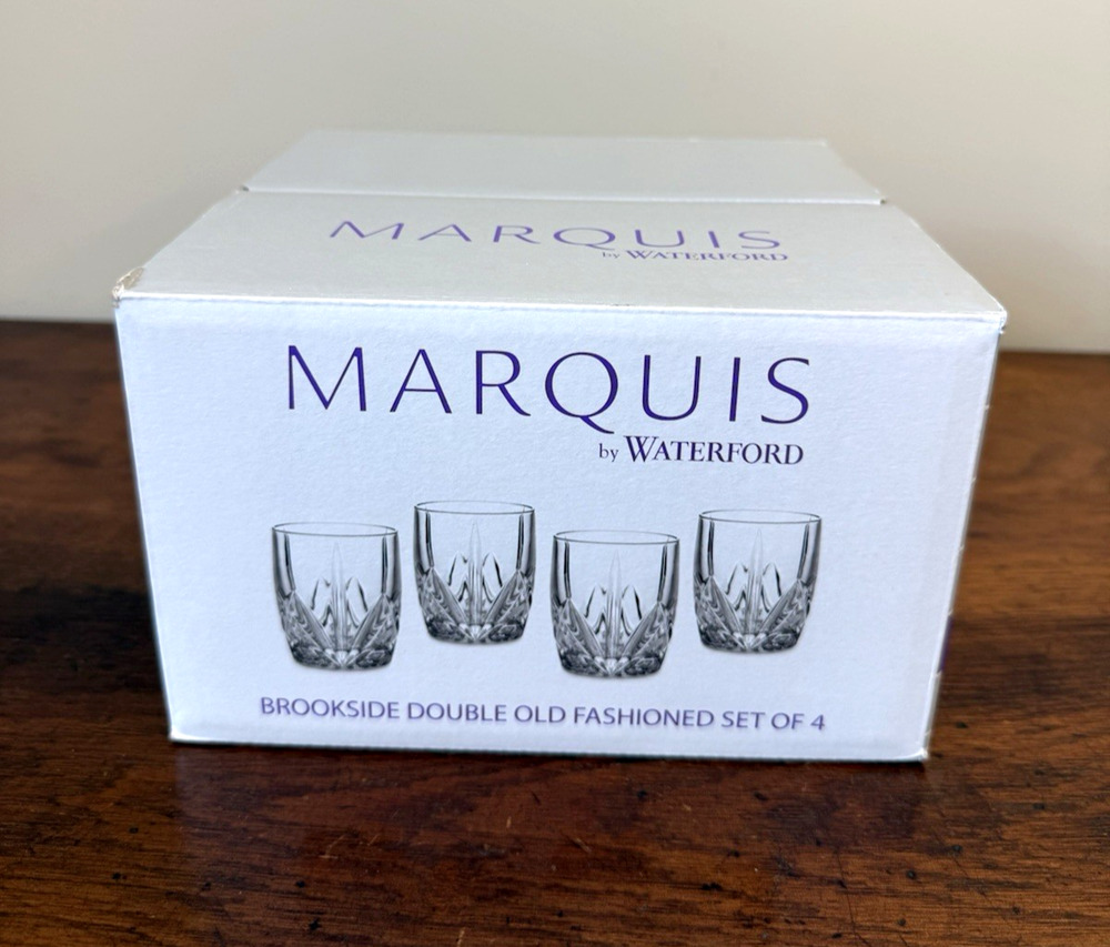 Waterford MARQUIS Brookside Double Old Fashioned Glasses– Set of 4– NOS Mint